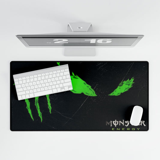 Gaming Desk Mat — Neon Green Monster Logo Mouse Pad