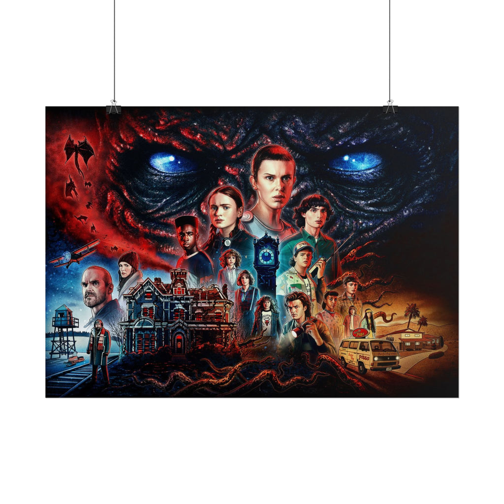 Stranger Things Cast Collage Poster (TV Series Retro Horror Art)