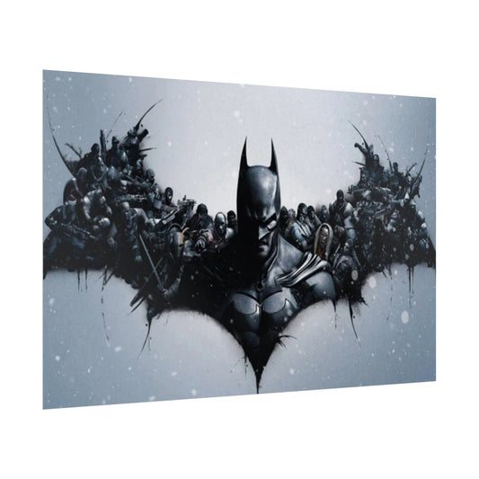 Batman Logo Collage Rolled Poster | Dark Knight Wall Art Silhouette | Batman Nemesis