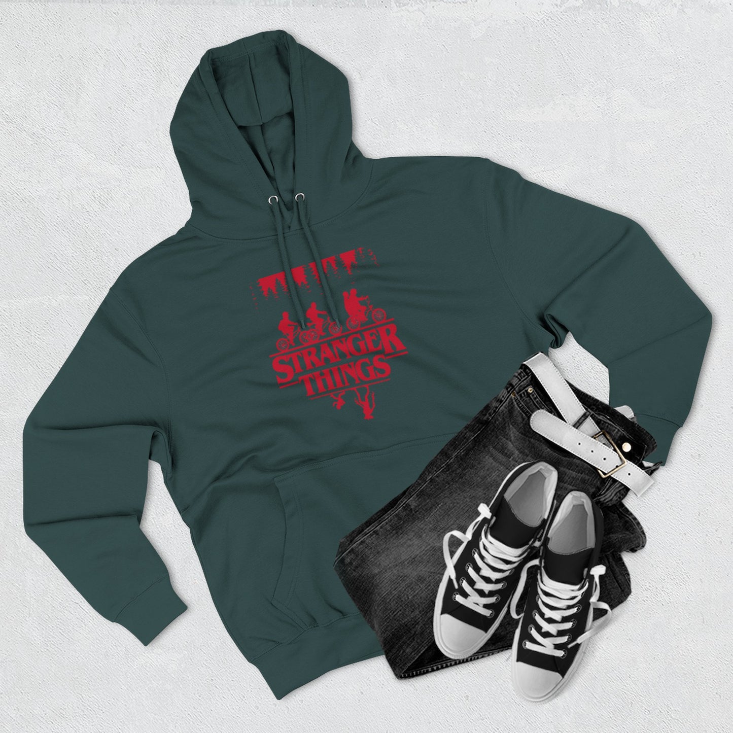 Stranger Things Fleece Hoodie – Retro-Umriss-Logo-Pullover