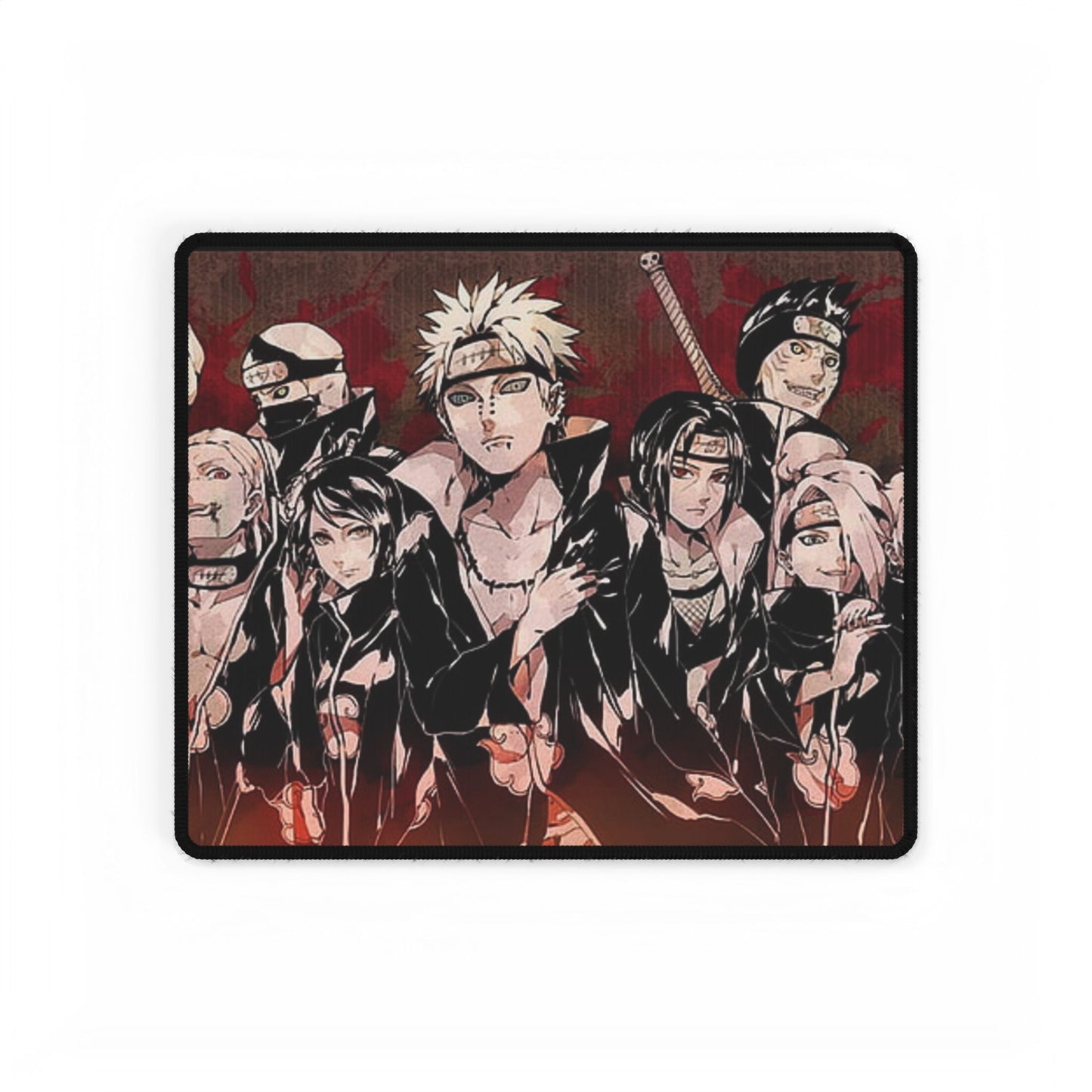 Naruto Character Group Desk Mat — Dark Red Ninja Squad Gaming Mouse Pad