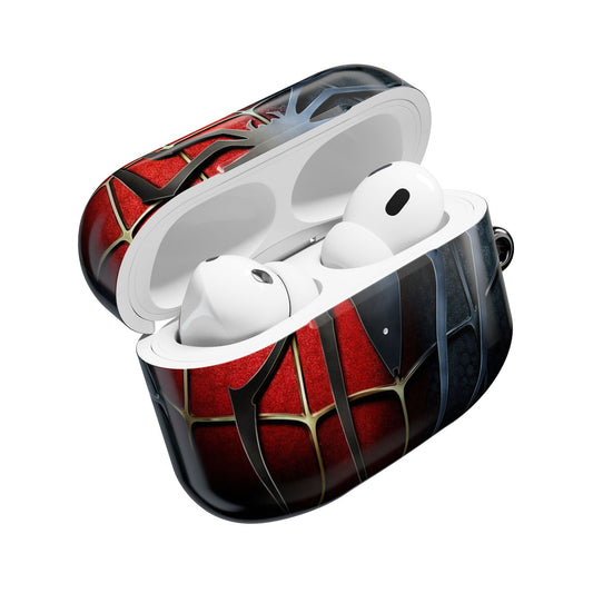 Spider Web AirPod Case – Red & Black Superhero Design Protective Cover