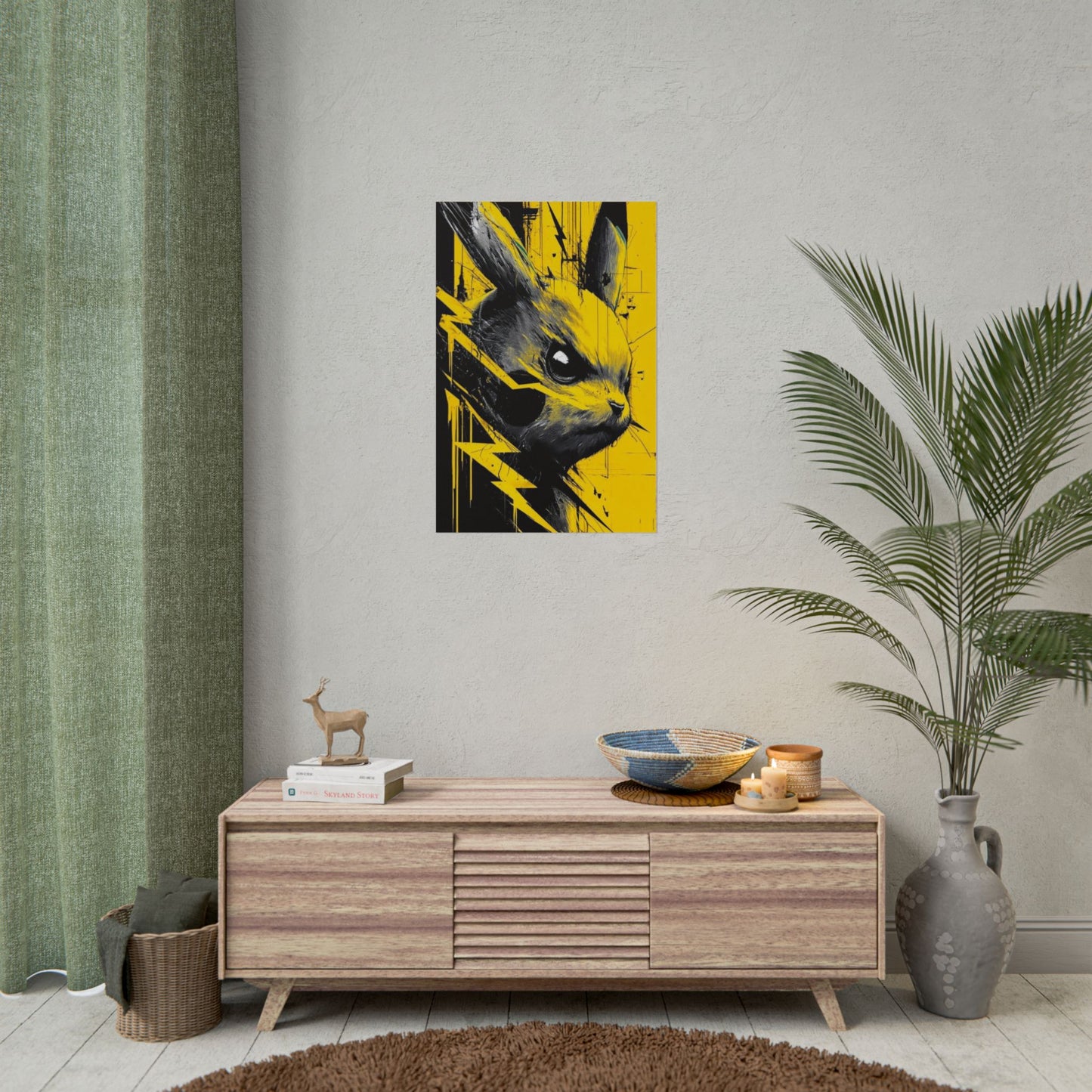 Elektrisches Pika-Kunstposter – Gelber Blitz Anime-Wanddruck