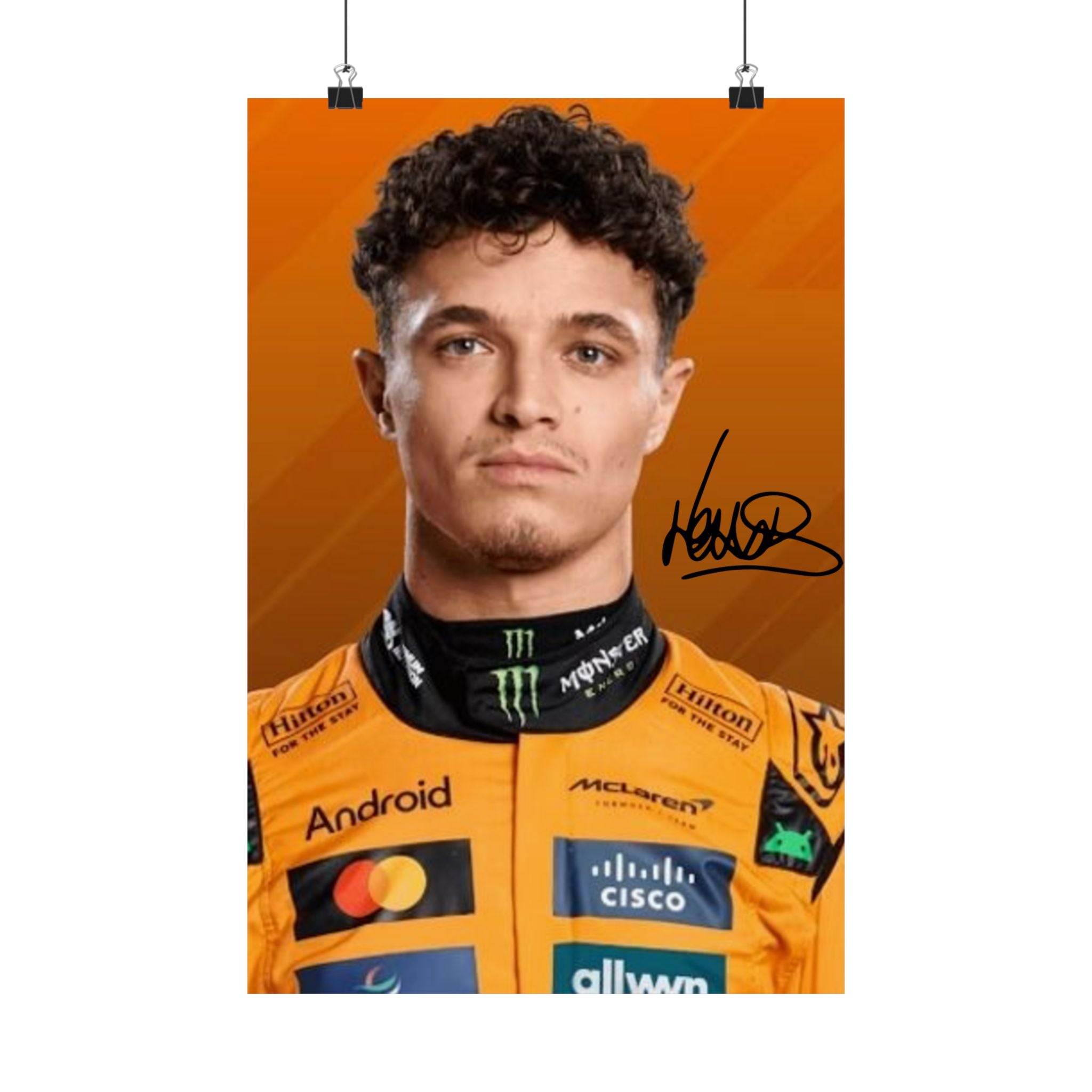Lando Norris Poster Matte Vertical | F1 Racing Mc Laren Driver Artwork  | Original Signature