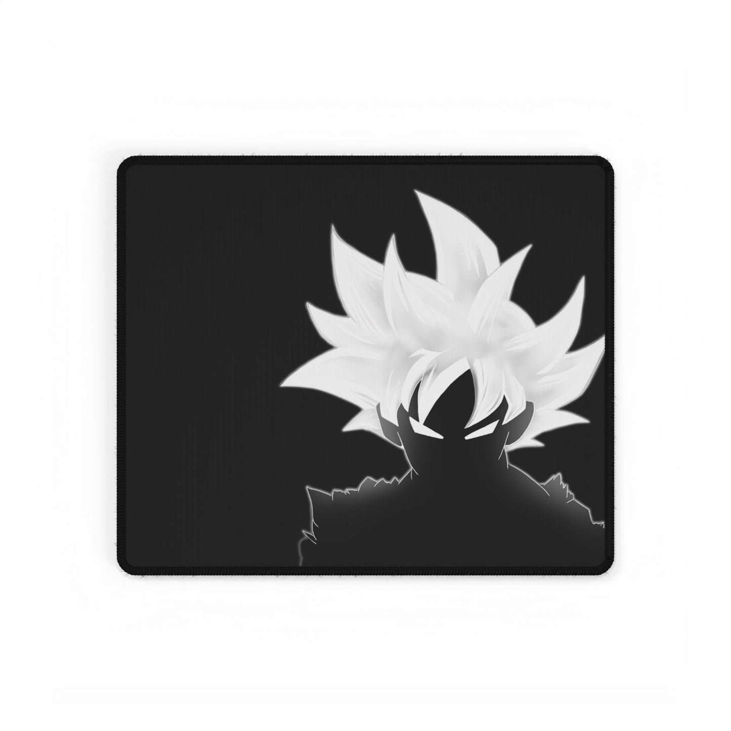 Black Anime Silhouette Desk Mat — Monochrome Goku-Style Gaming Desk Pad