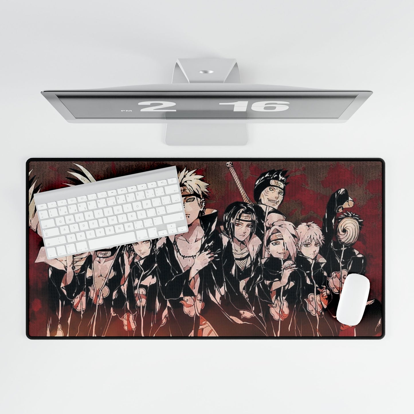 Naruto Character Group Desk Mat — Dark Red Ninja Squad Gaming Mouse Pad