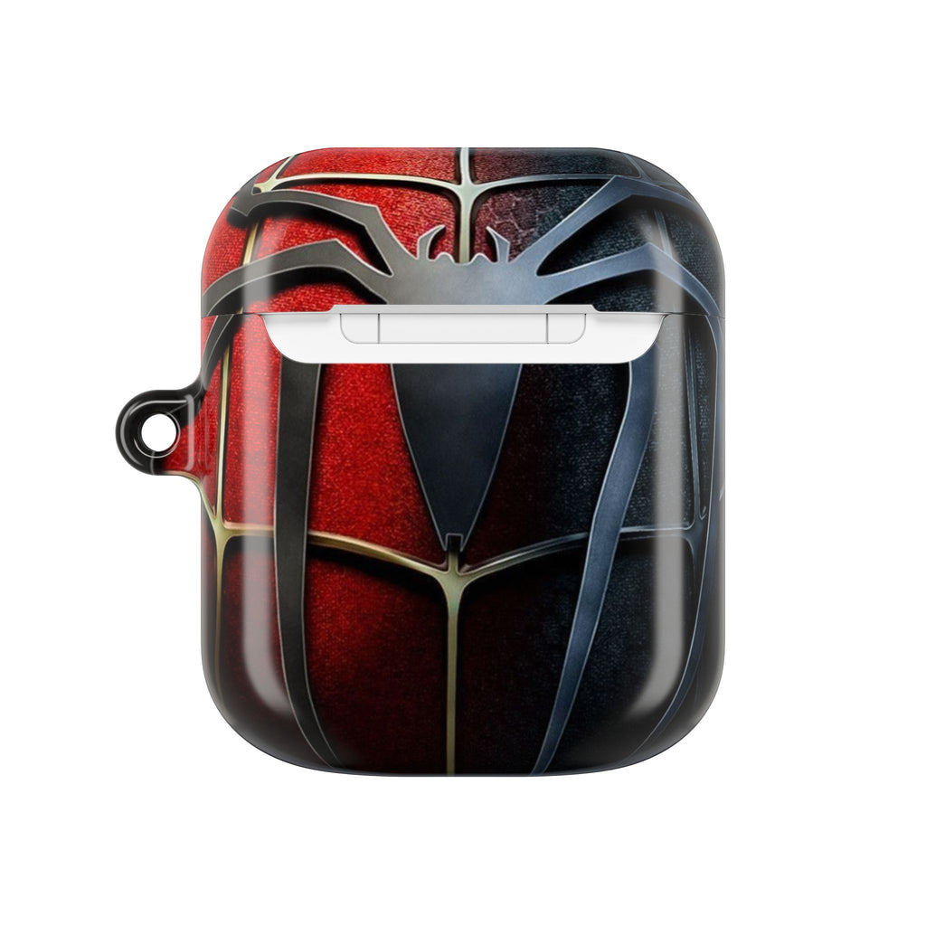 Spider Web AirPod Case – Red & Black Superhero Design Protective Cover