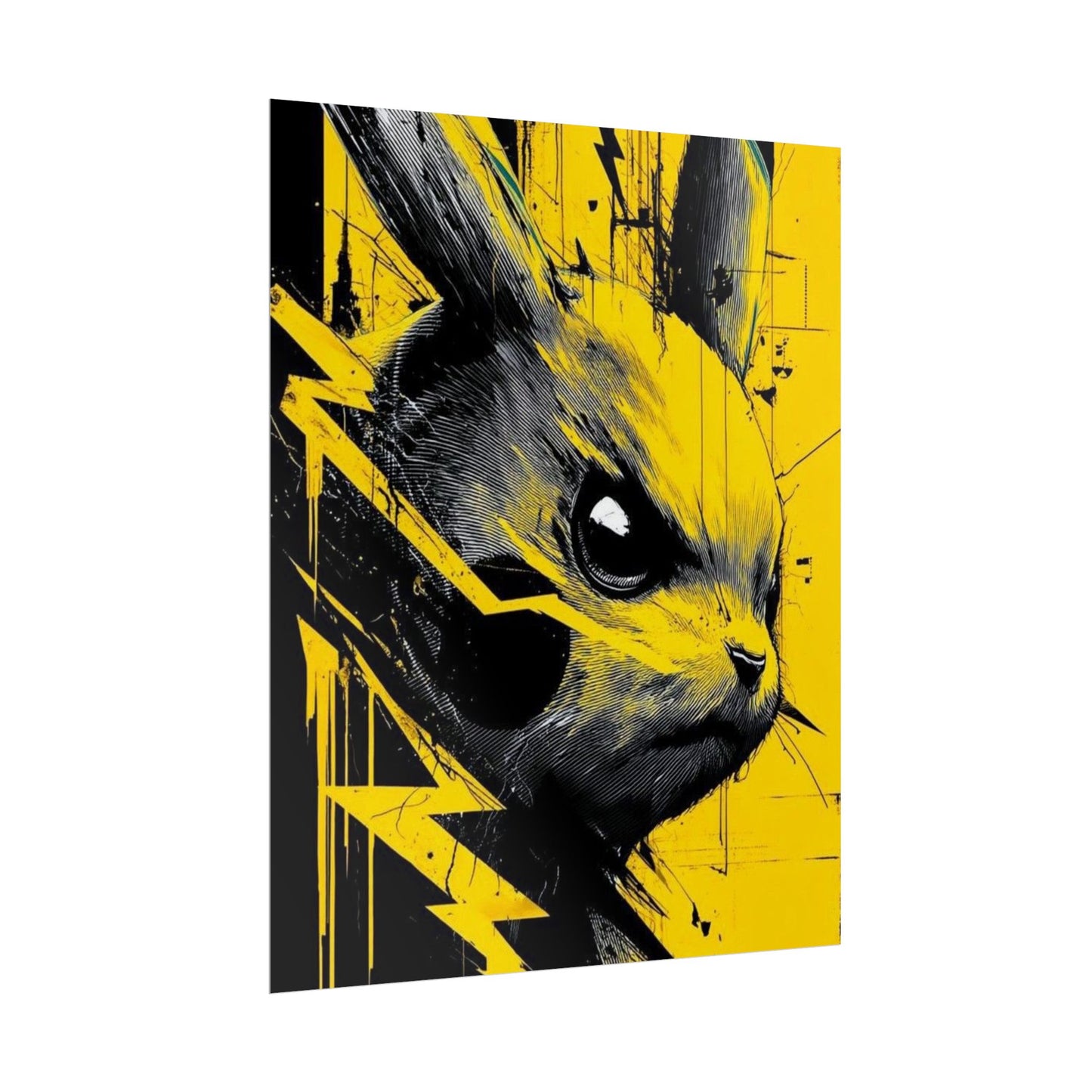 Elektrisches Pika-Kunstposter – Gelber Blitz Anime-Wanddruck