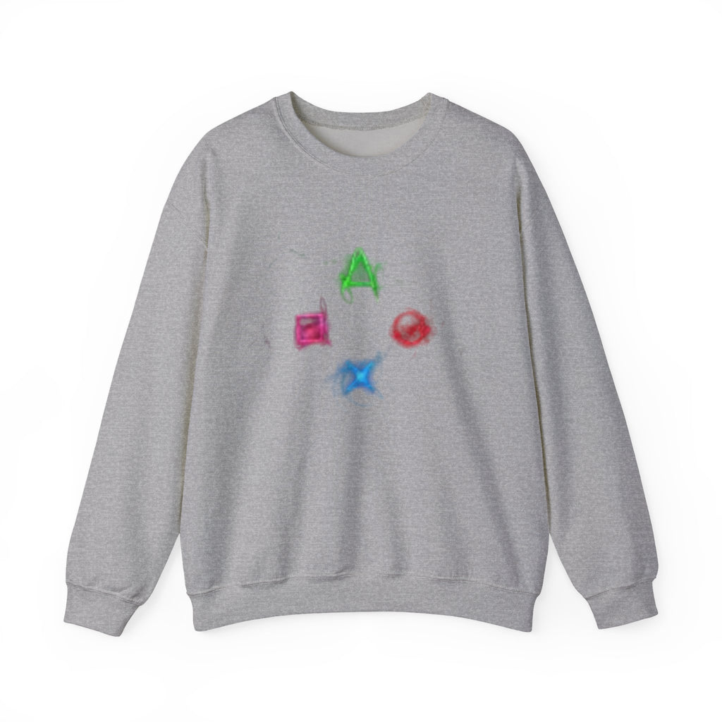 Neon Gaming Controller Symbols Sweatshirt | PlayStation Button Icons