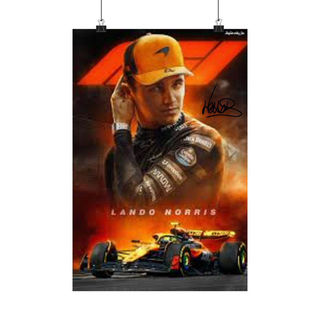 Lando Norris Poster Matte Vertical | F1 Racing Mc Laren Driver Artwork  | Original Signature