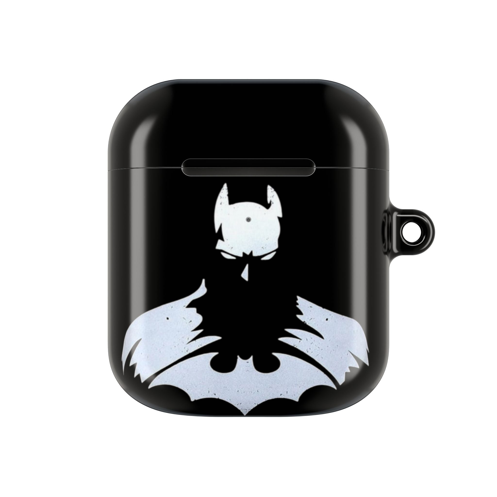 Bat Logo AirPod Case — Black Protective Charging Case with White Bat Emblem