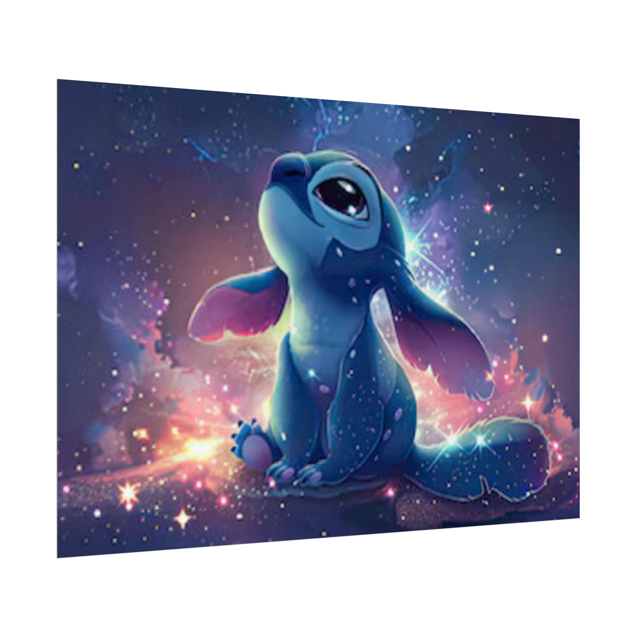 Cute Cosmic Blue Dreamy Stitch Character Rolled Poster | Space Galaxy Lilo and Stitch Art