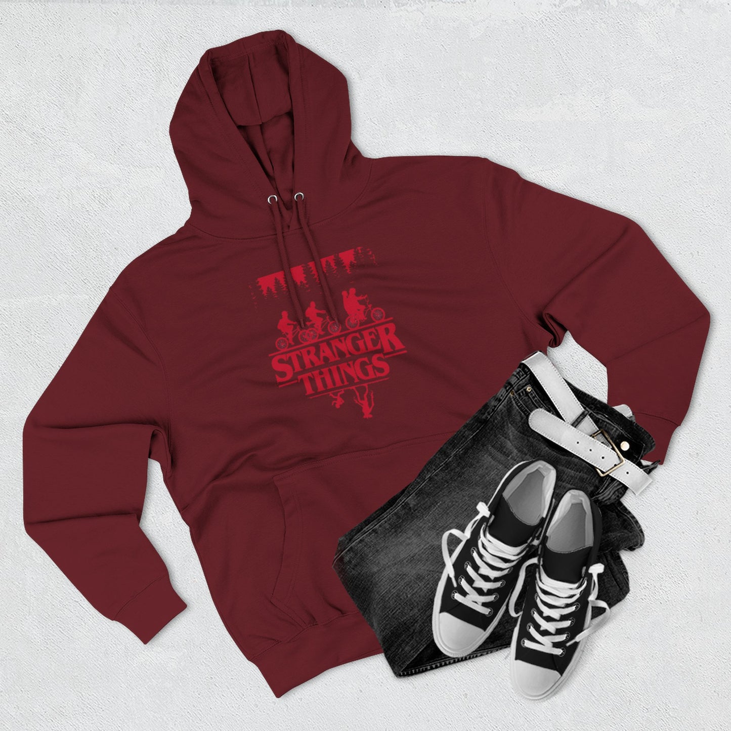 Stranger Things Fleece Hoodie – Retro-Umriss-Logo-Pullover