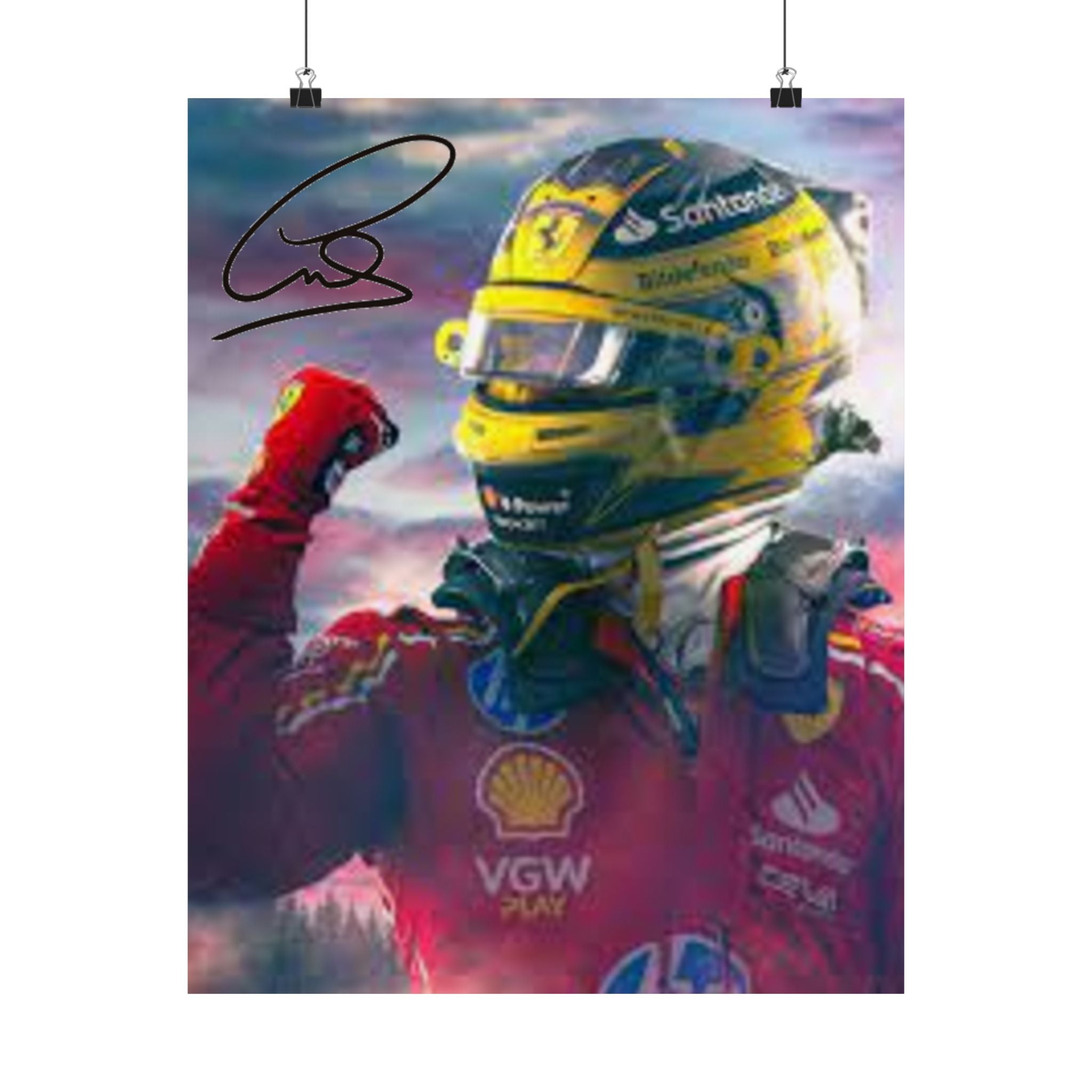 Formula 1  Racing Champion Matte Vertical Posters of Lewis Hamilton with Signature, Motorsport Wall Art, Car Lover Decor, Automotive Decor