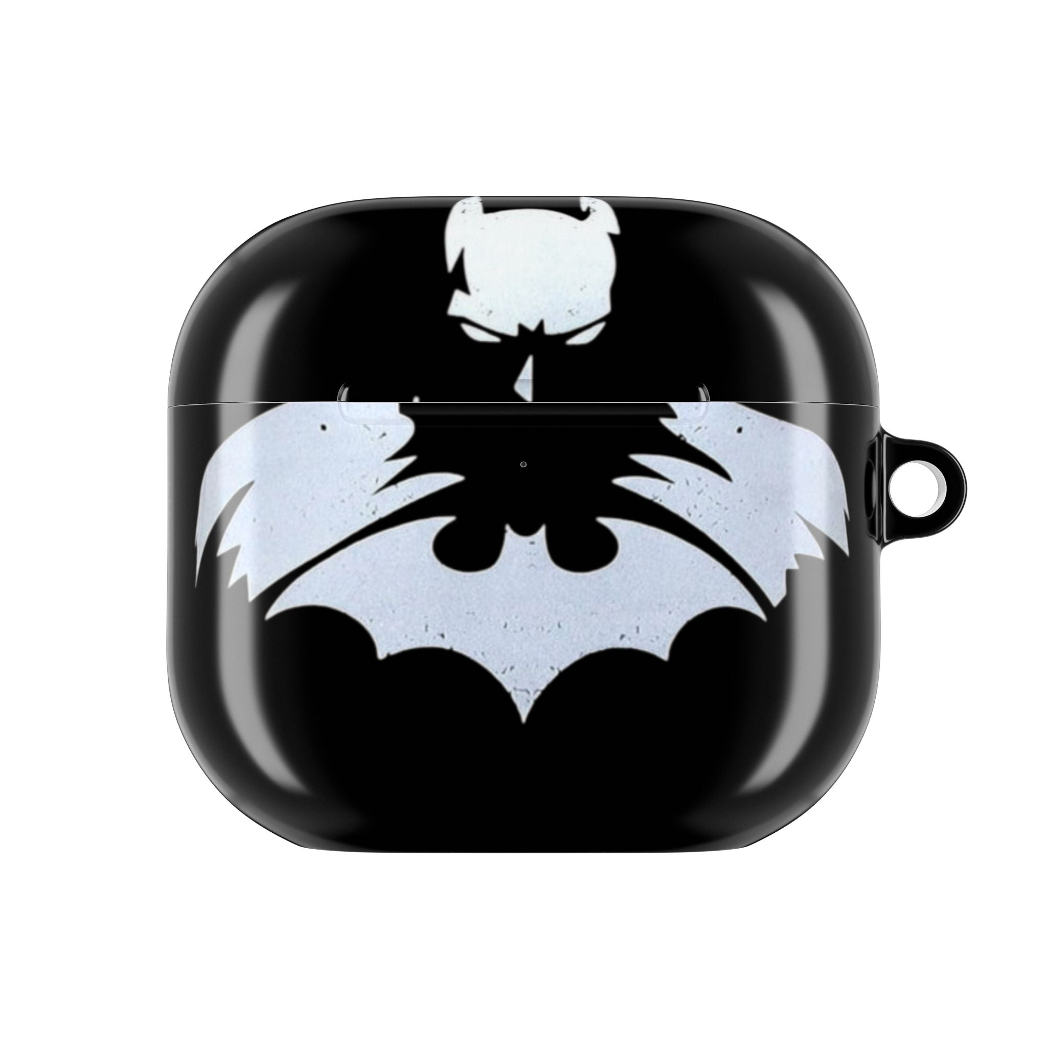 Bat Logo AirPod Case — Black Protective Charging Case with White Bat Emblem