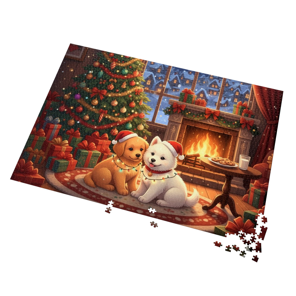 Custom and Personalized Festive Dog Jigsaw Puzzle with Tin, Christmas Puzzle, Holiday Gift for Pet Lovers, Family Activity, Winter Decor