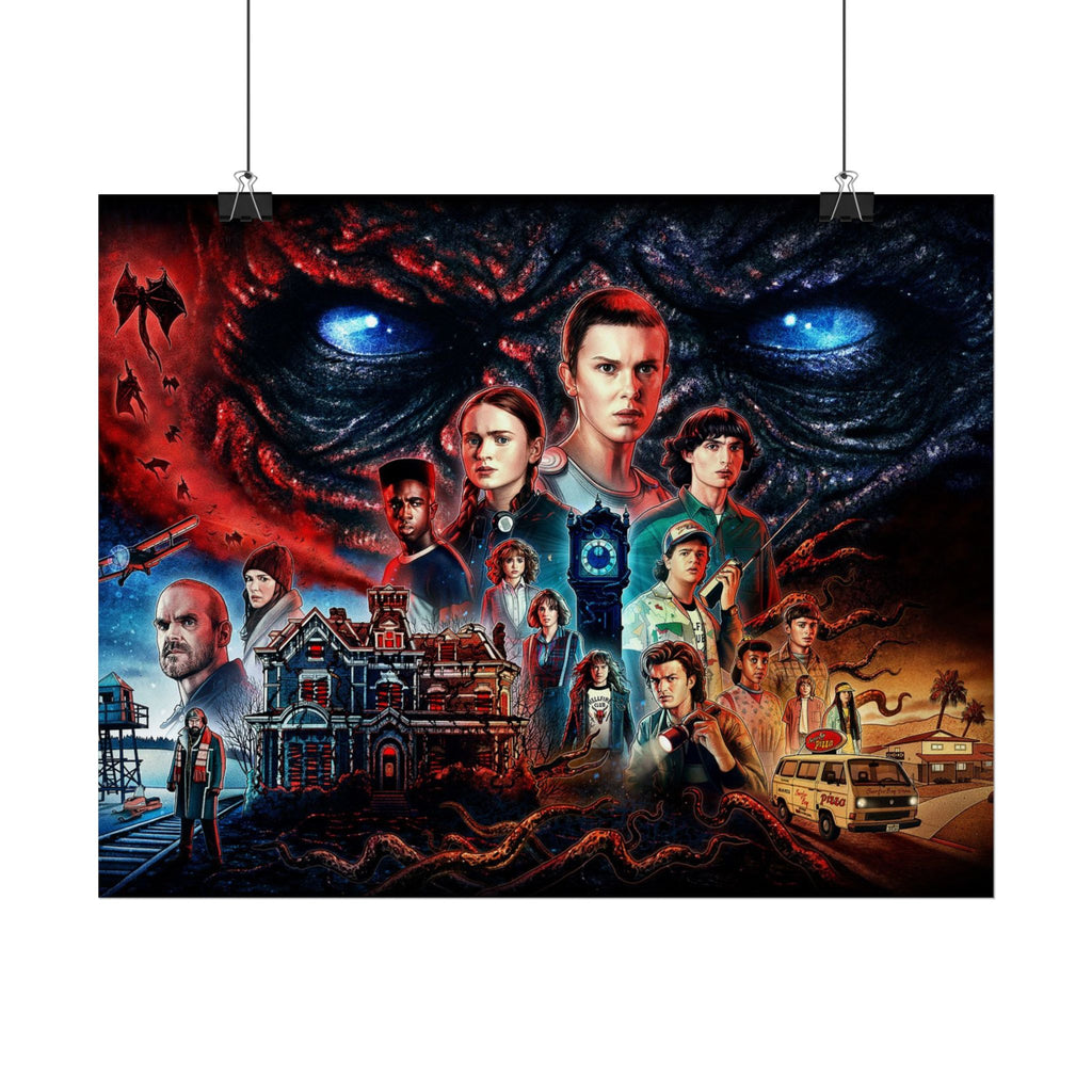 Stranger Things Cast Collage Poster (TV Series Retro Horror Art)