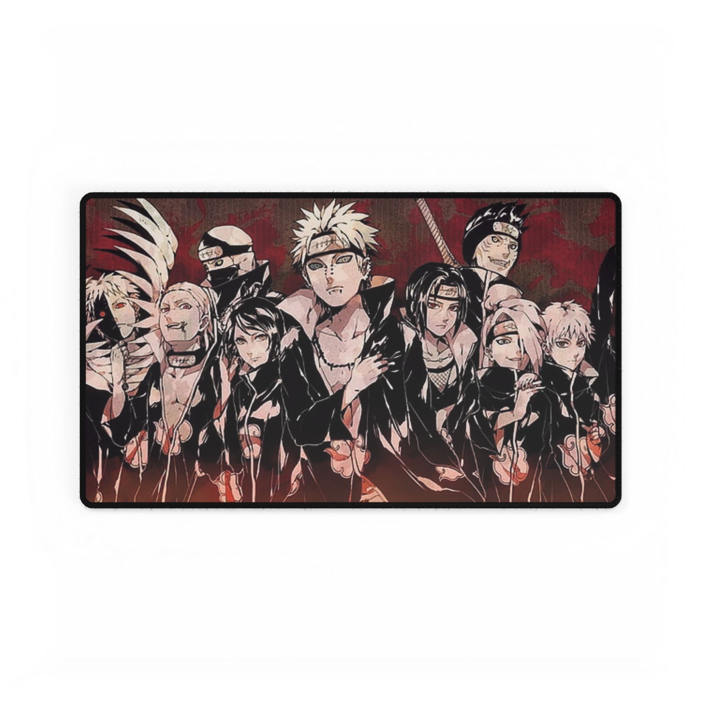 Naruto Character Group Desk Mat — Dark Red Ninja Squad Gaming Mouse Pad
