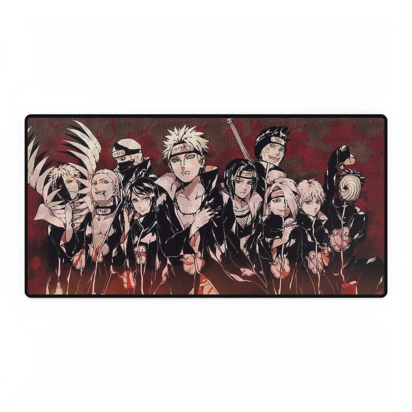 Naruto Character Group Desk Mat — Dark Red Ninja Squad Gaming Mouse Pad