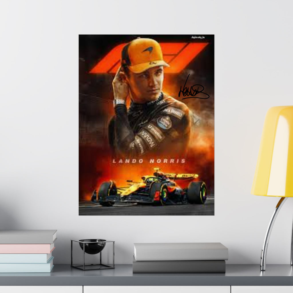 Lando Norris Poster Matte Vertical | F1 Racing Mc Laren Driver Artwork  | Original Signature