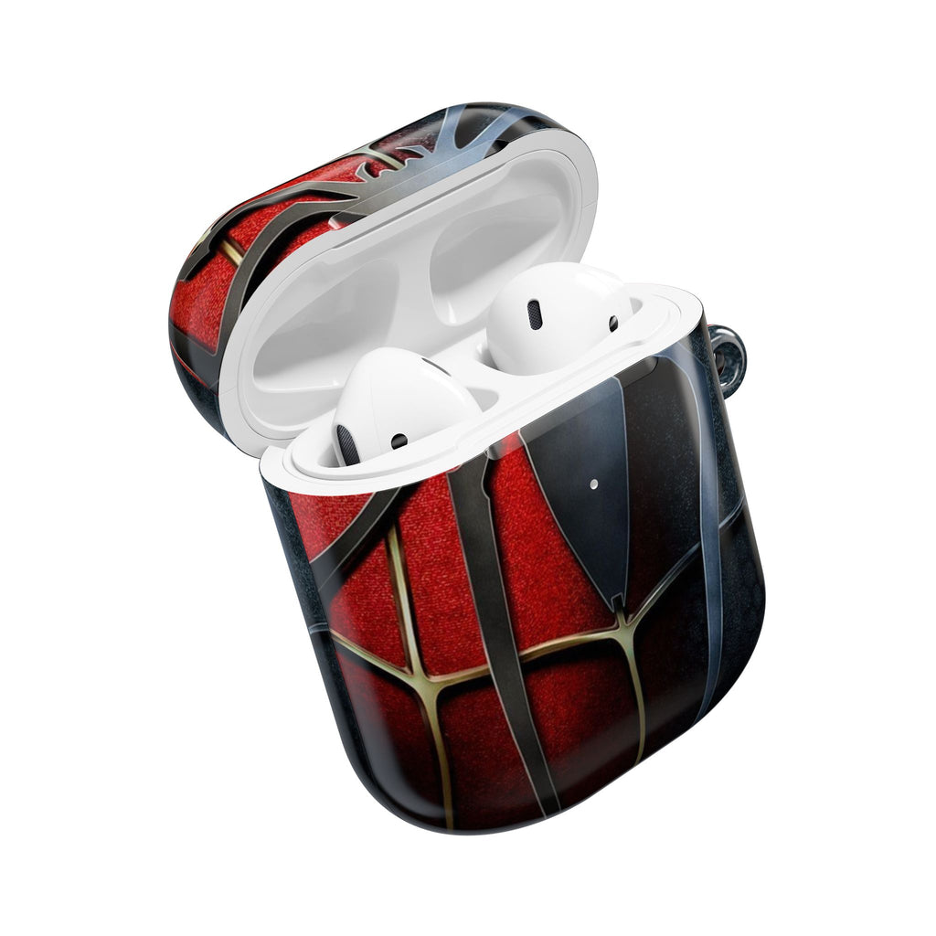 Spider Web AirPod Case – Red & Black Superhero Design Protective Cover