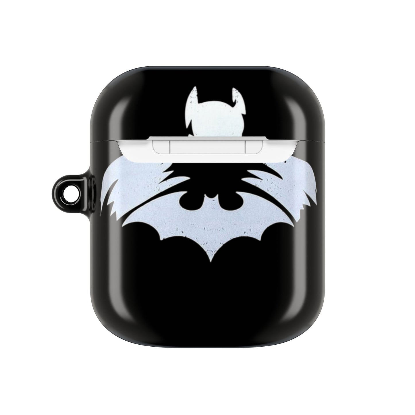 Bat Logo AirPod Hülle – Schwarzes schützendes Ladecase mit weißem Bat-Emblem