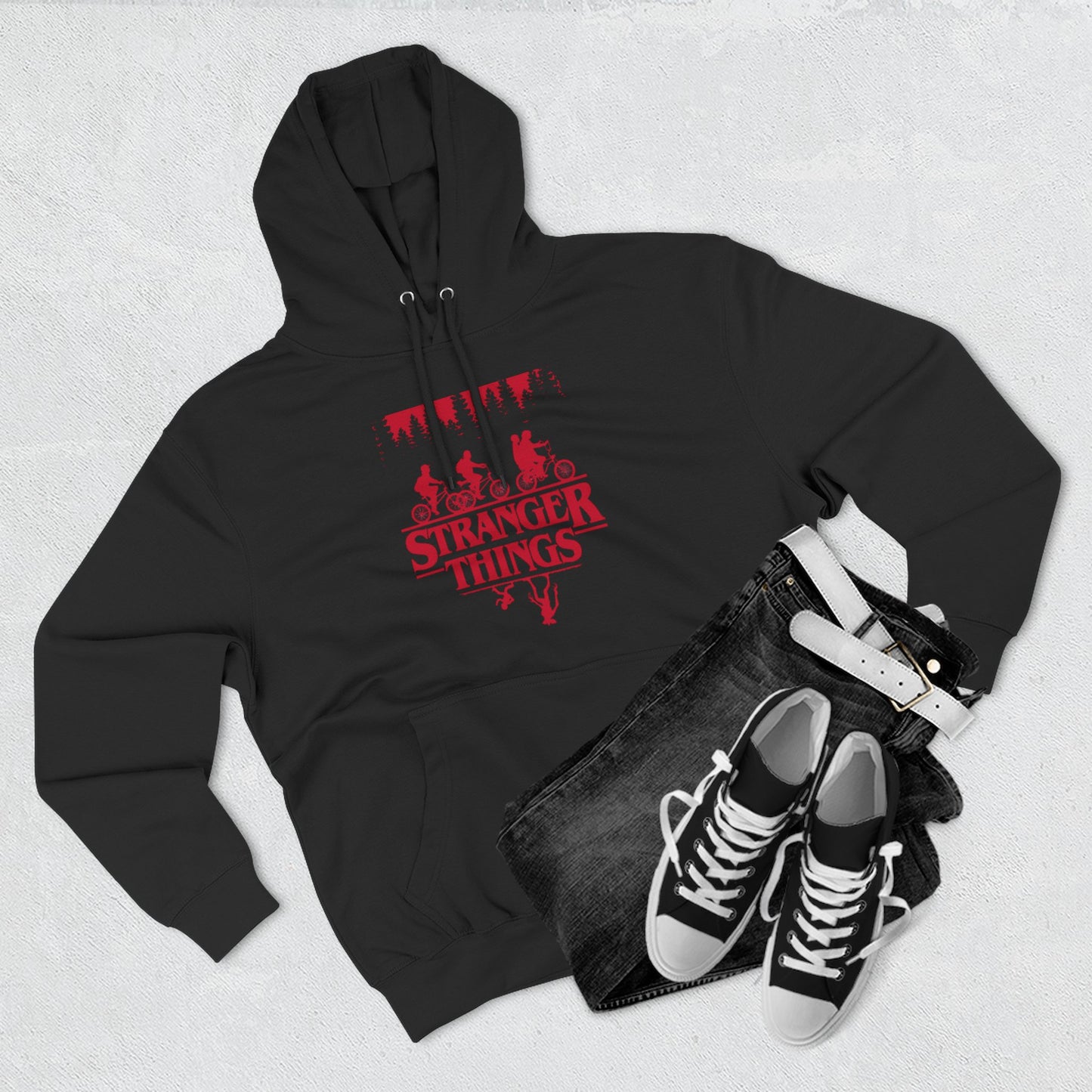 Stranger Things Fleece Hoodie – Retro-Umriss-Logo-Pullover