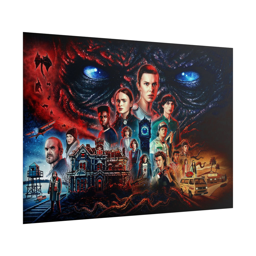 Stranger Things Cast Collage Poster (TV Series Retro Horror Art)