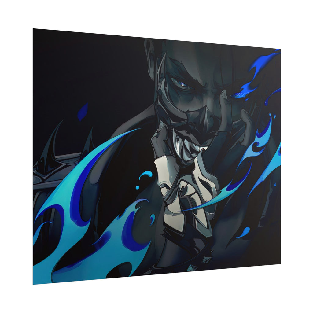 Yoru Valorant Character— Blue Flame Aesthetic Rolled Art Print