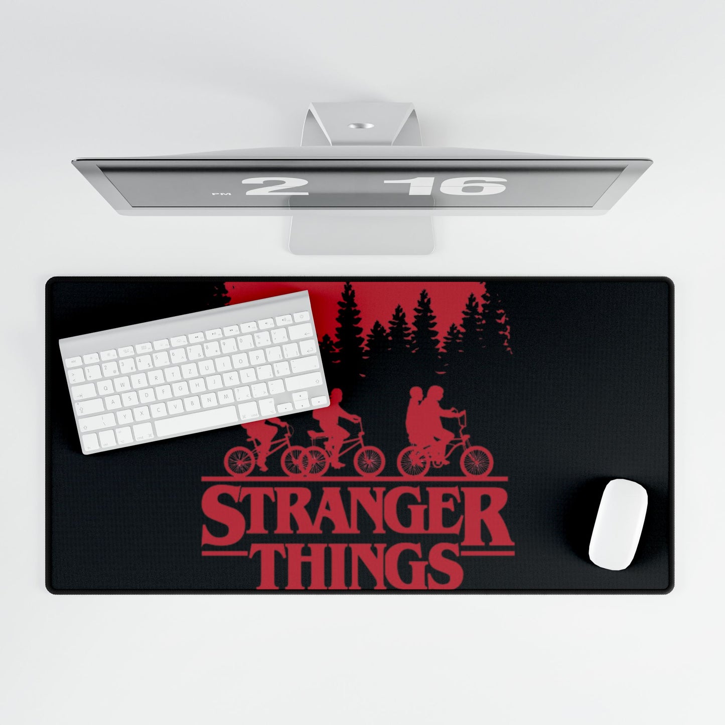 Stranger Things Desk Mat — Retro Red Bike Scene Gaming Mouse Pad
