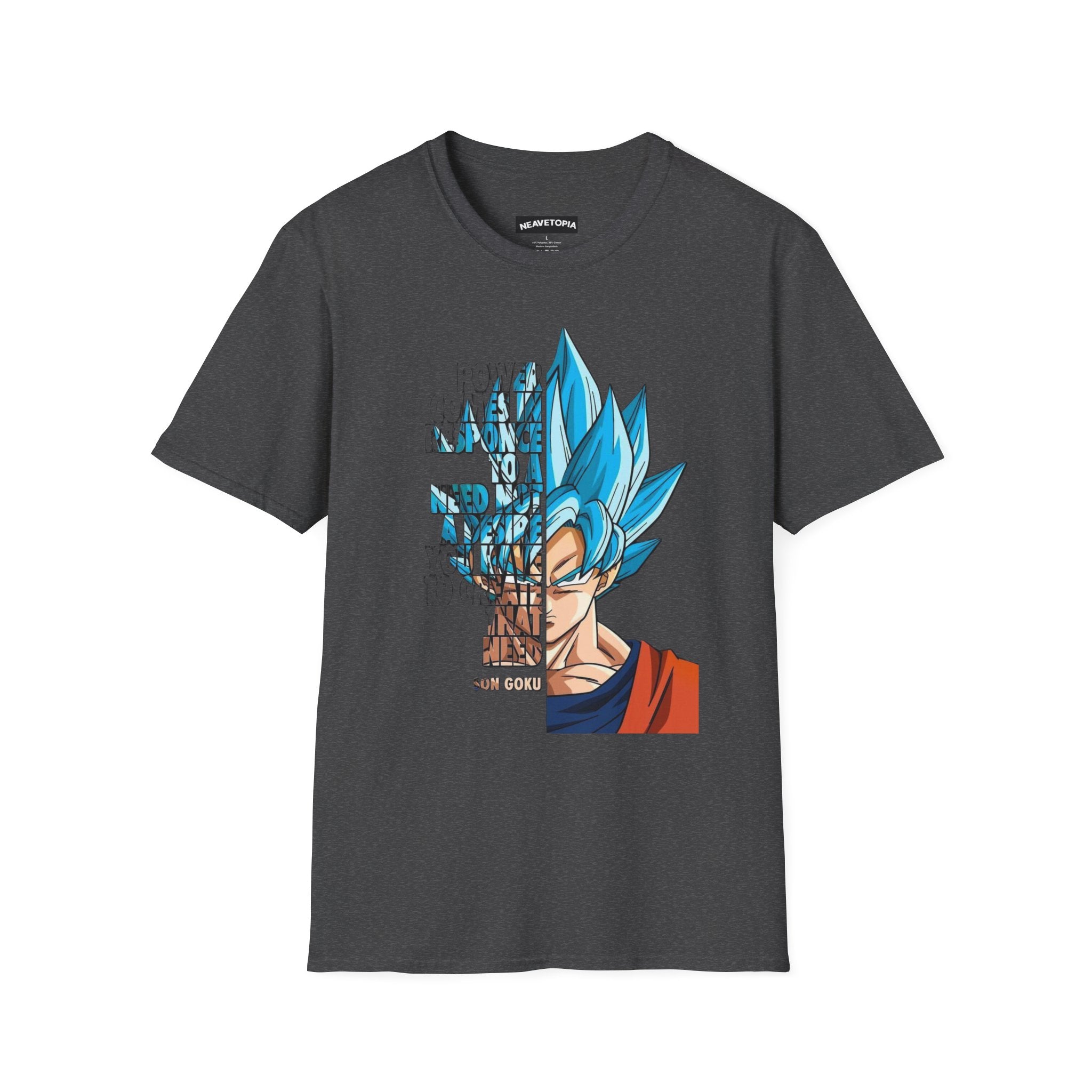 T-Shirt — Blue Super Saiyan Split Face Graphic Quote - Limited Edition