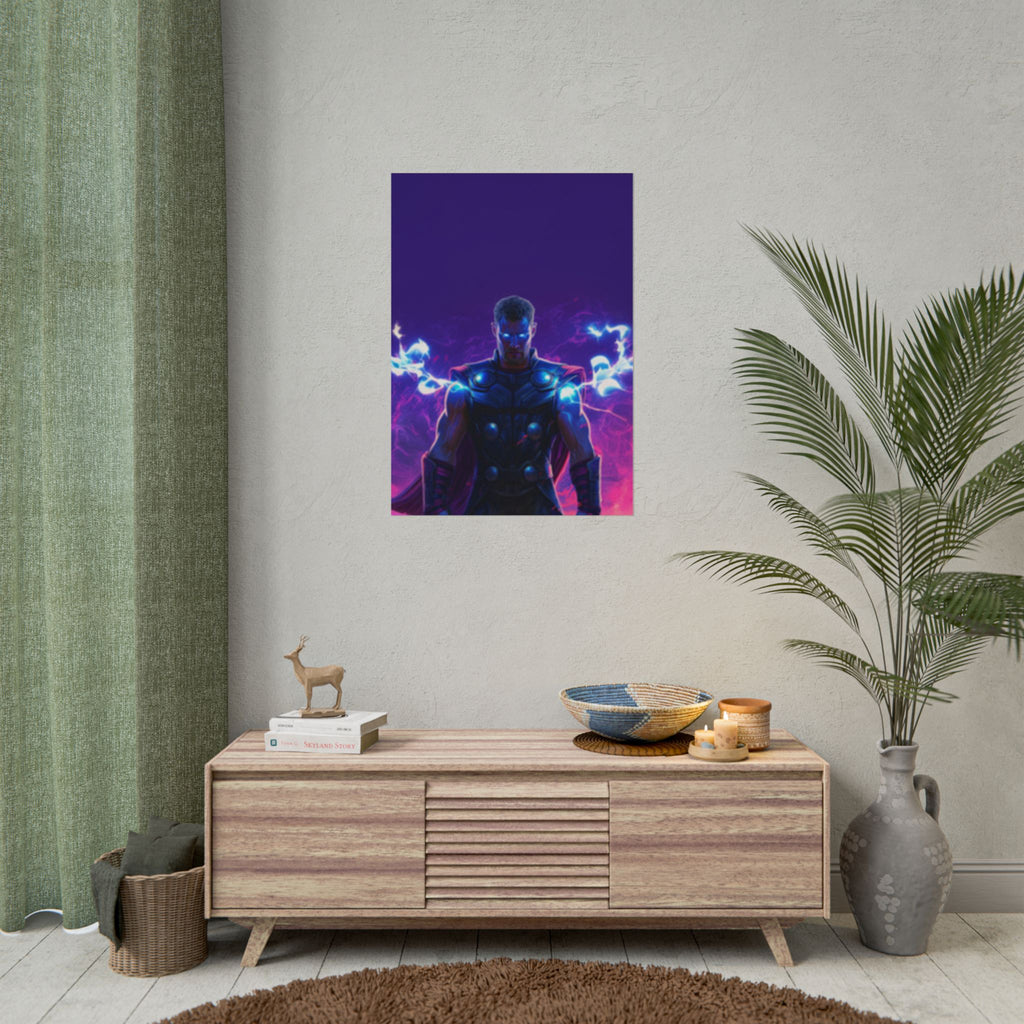 Thor Lightning Poster — Marvel Vibrant Superhero Wall Art (Rolled Poster)