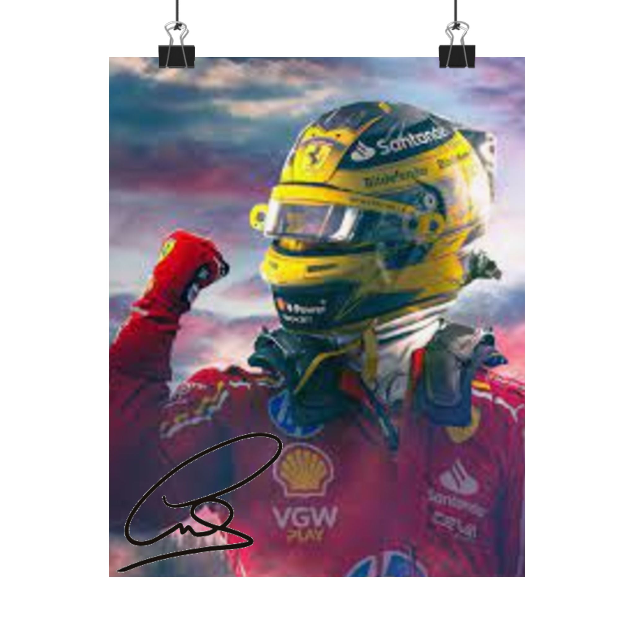 Formula 1  Racing Champion Matte Vertical Posters of Lewis Hamilton with Signature, Motorsport Wall Art, Car Lover Decor, Automotive Decor