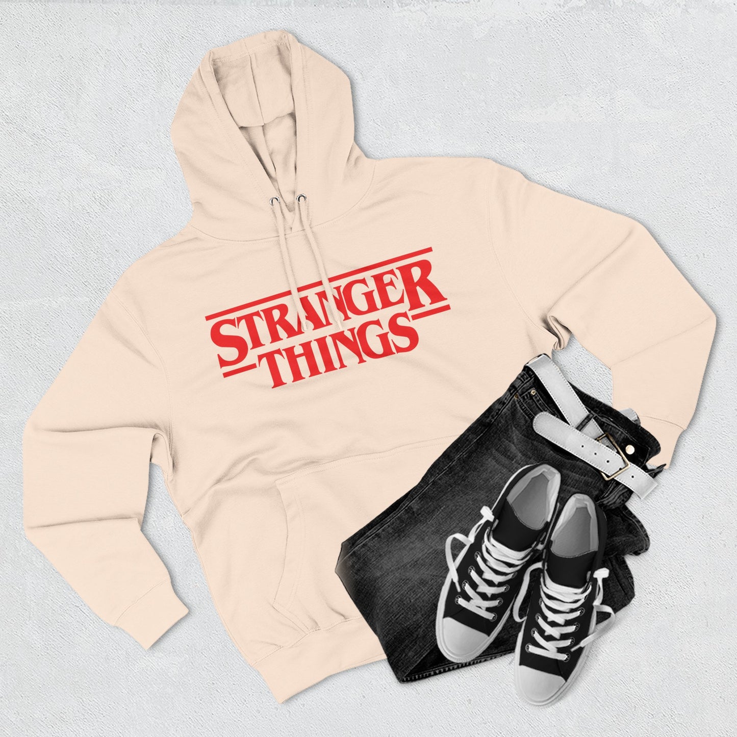 Stranger Things Fleece-Kapuzenpullover – Retro Outline Logo Pullover