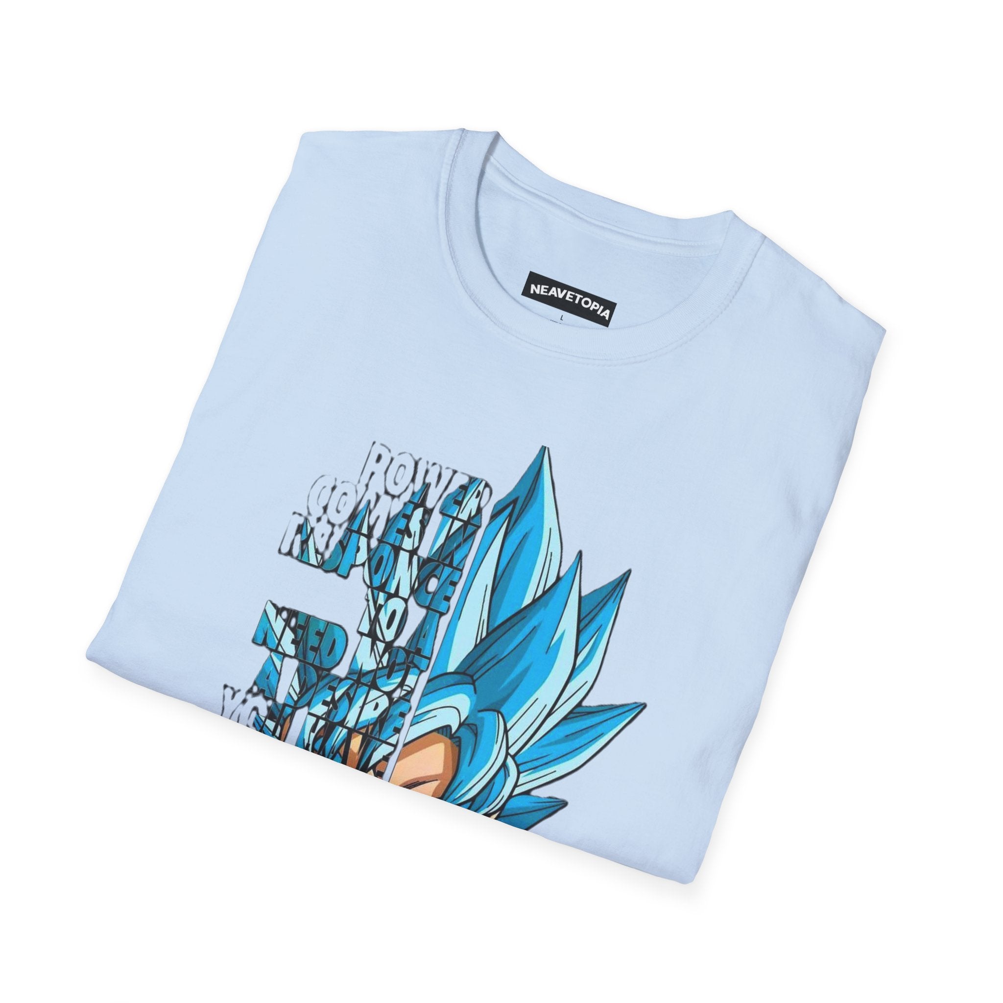 T-Shirt — Blue Super Saiyan Split Face Graphic Quote - Limited Edition