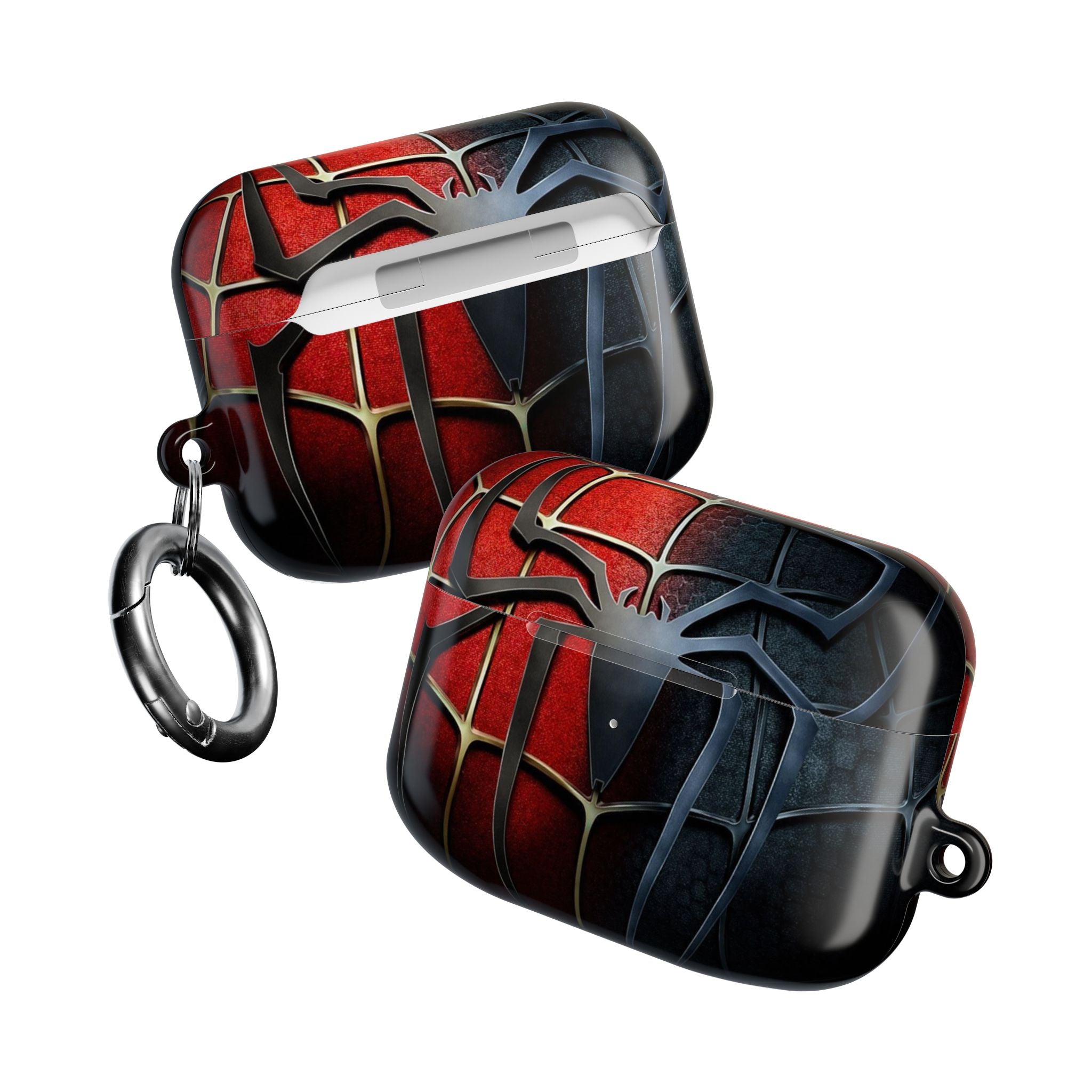 Spider Web AirPod Case – Red & Black Superhero Design Protective Cover