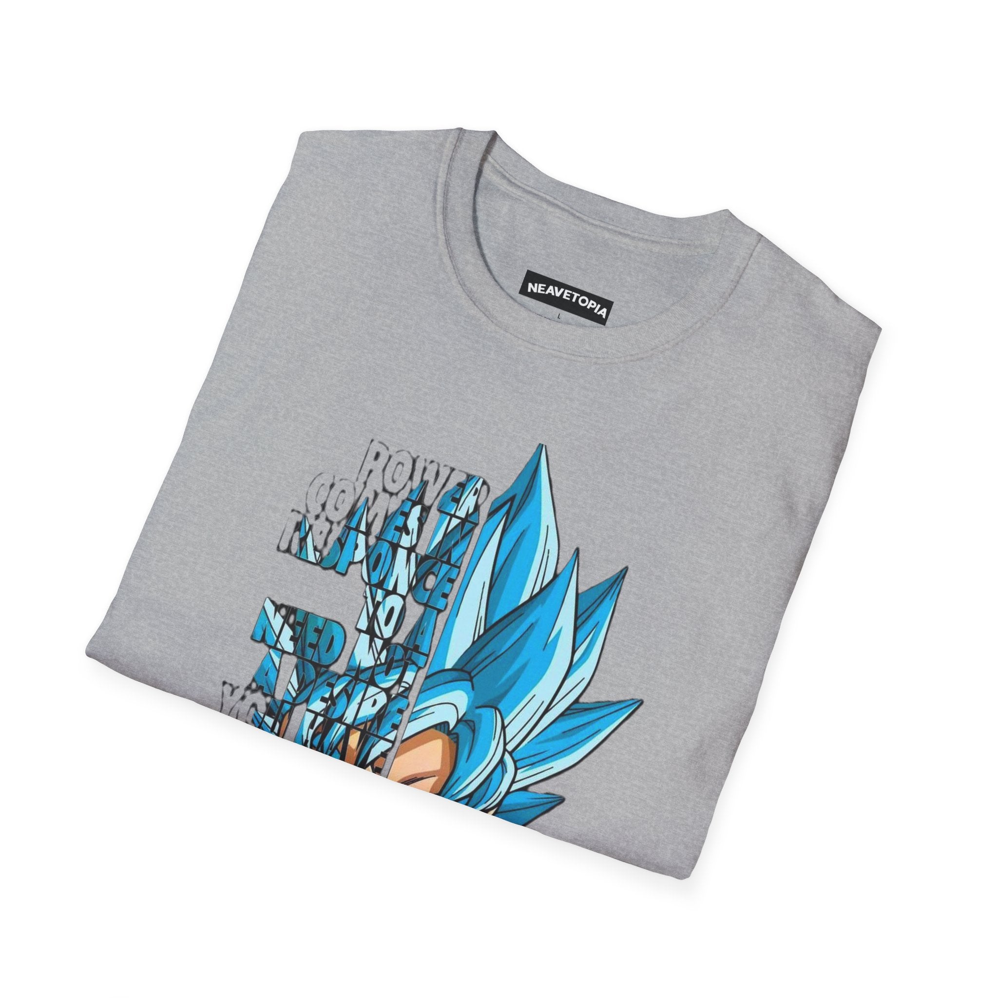 T-Shirt — Blue Super Saiyan Split Face Graphic Quote - Limited Edition