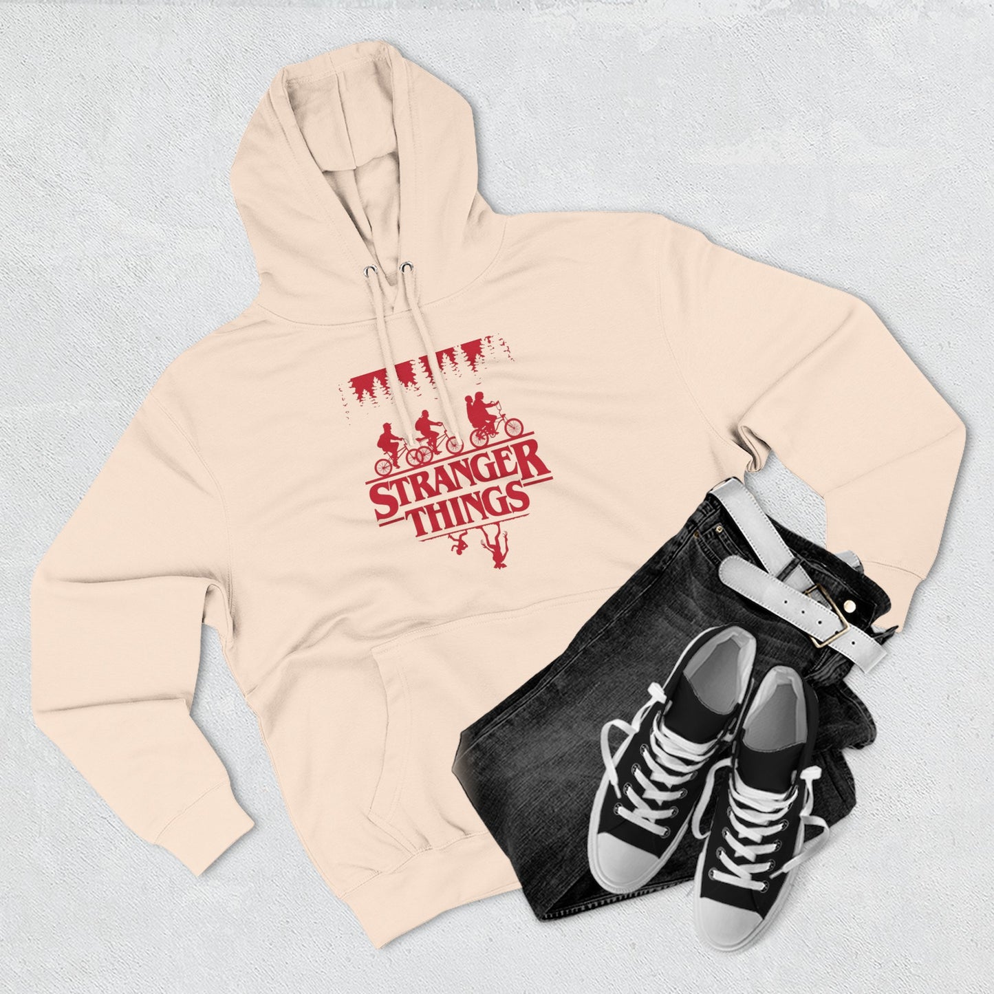 Stranger Things Fleece Hoodie – Retro-Umriss-Logo-Pullover