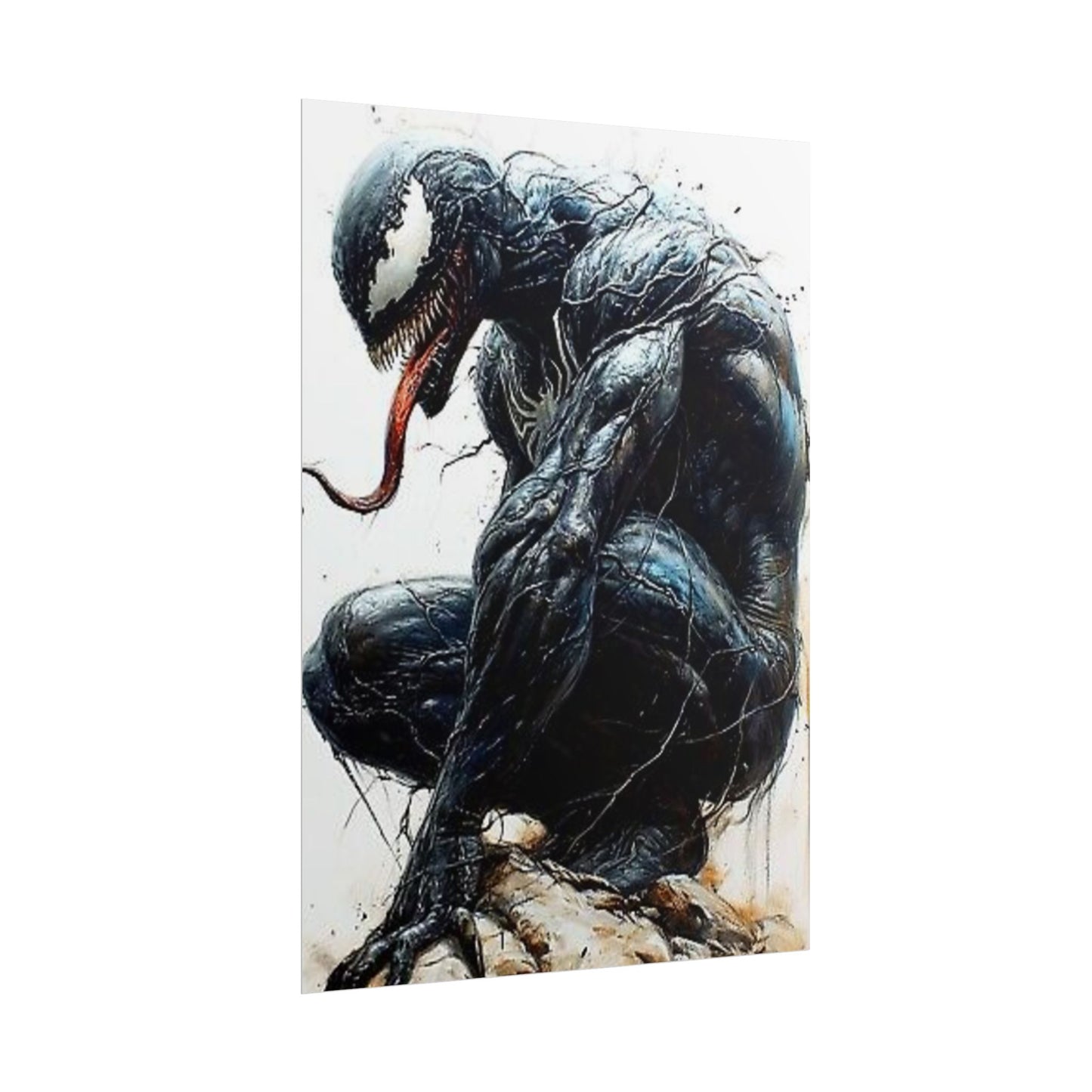 Venom crouching illustration Poster | Comic book movie character print | Black Venom Marvel