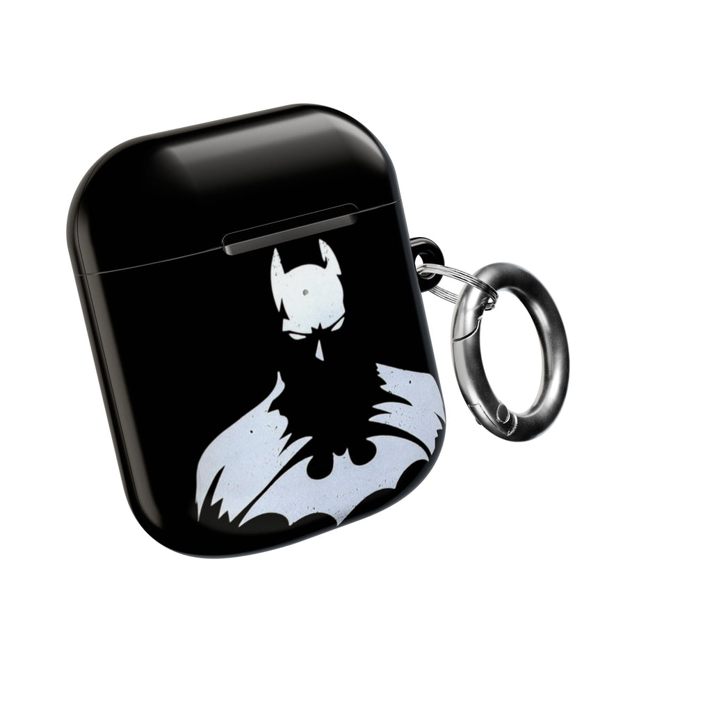 Bat Logo AirPod Case — Black Protective Charging Case with White Bat Emblem