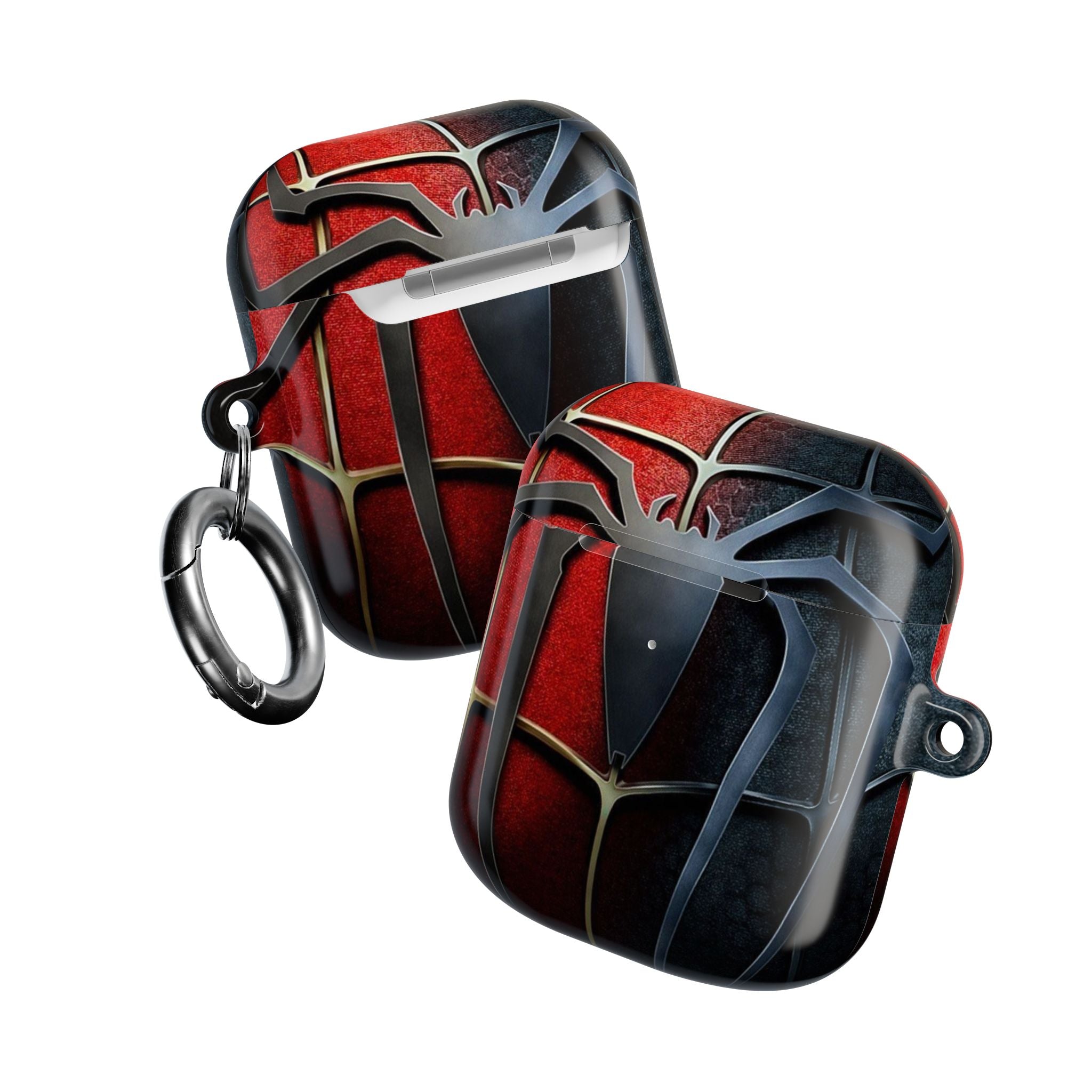 Spider Web AirPod Case – Red & Black Superhero Design Protective Cover