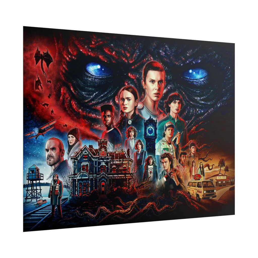 Stranger Things Cast Collage Poster (TV Series Retro Horror Art)