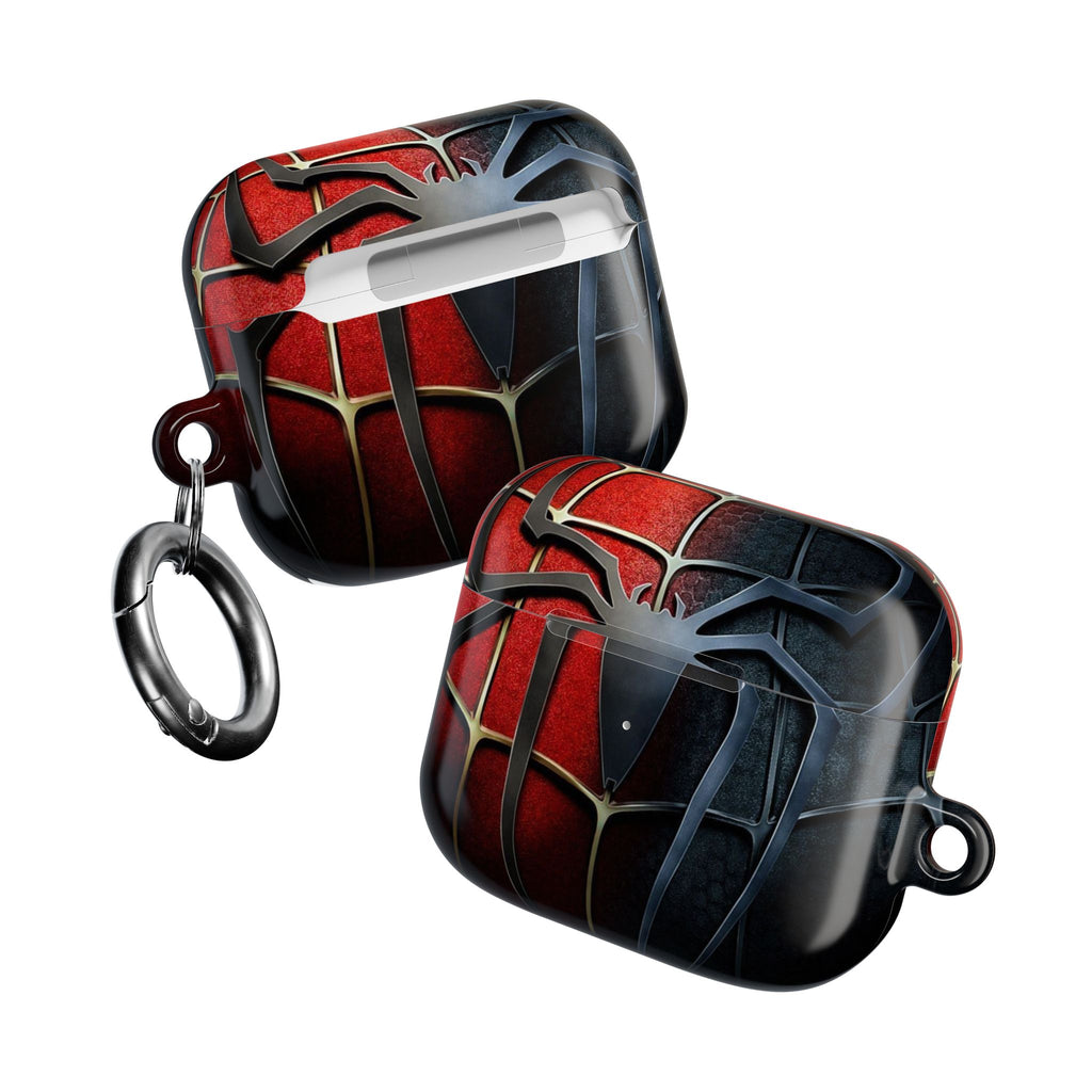 Spider Web AirPod Case – Red & Black Superhero Design Protective Cover