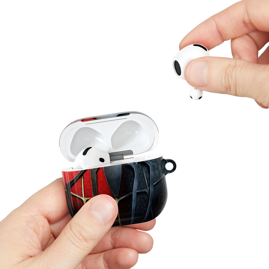 Spider Web AirPod Case – Red & Black Superhero Design Protective Cover
