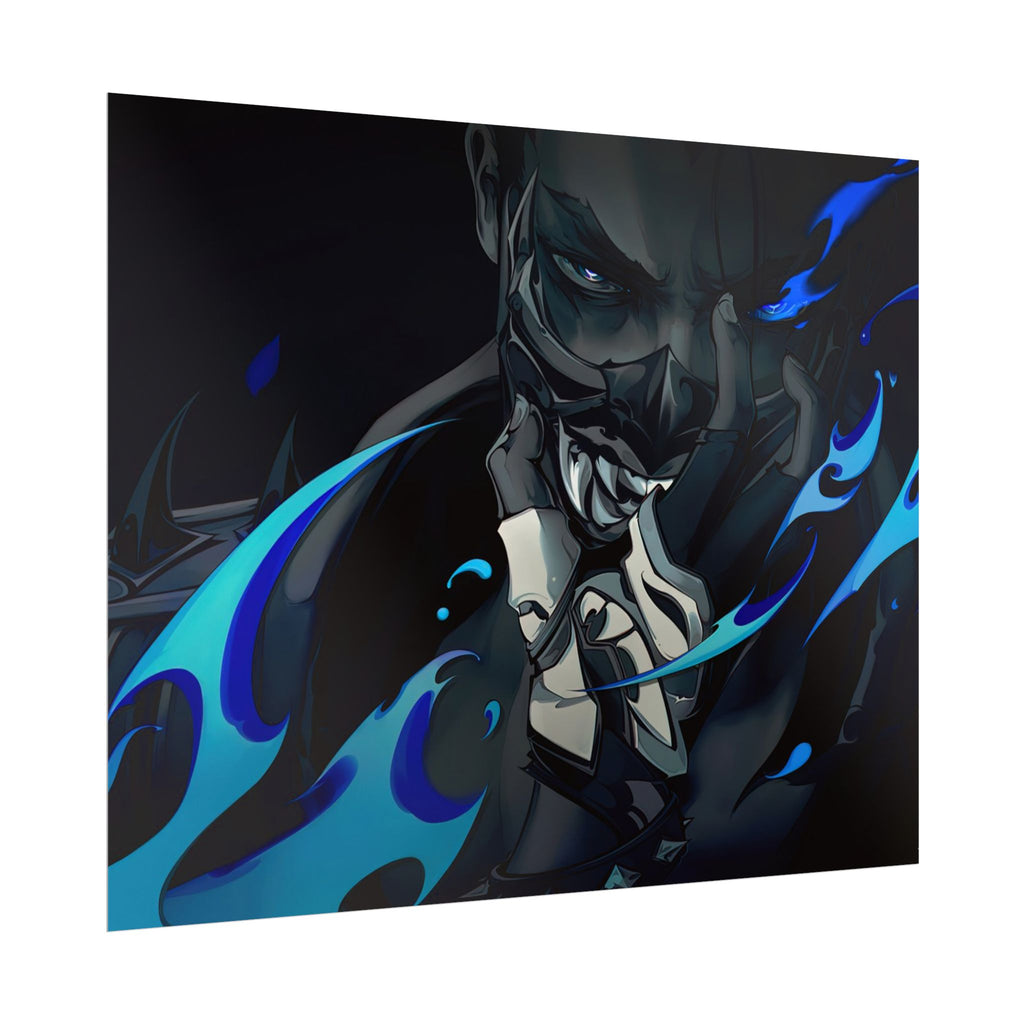 Yoru Valorant Character— Blue Flame Aesthetic Rolled Art Print