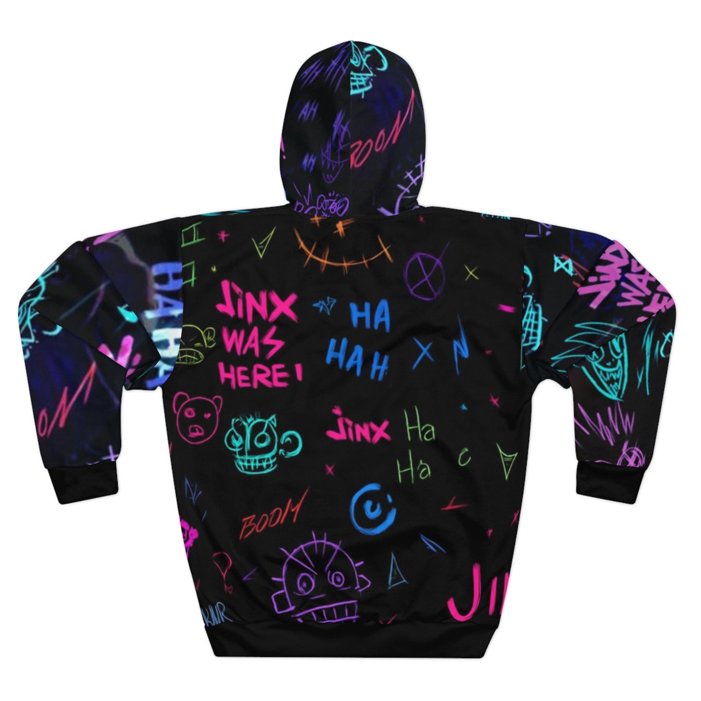 Neon-Graffiti-Jinx-Hoodie | Allover-Print-Pullover | Limitierte Auflage | Sammleredition