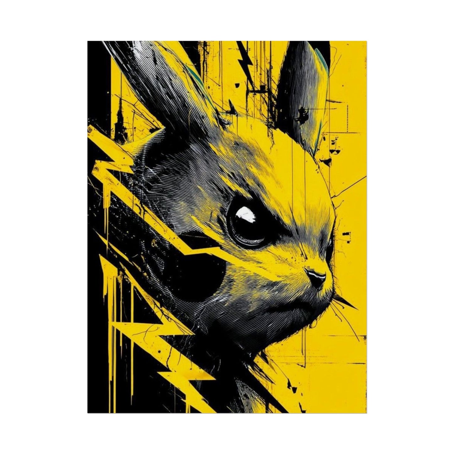 Elektrisches Pika-Kunstposter – Gelber Blitz Anime-Wanddruck