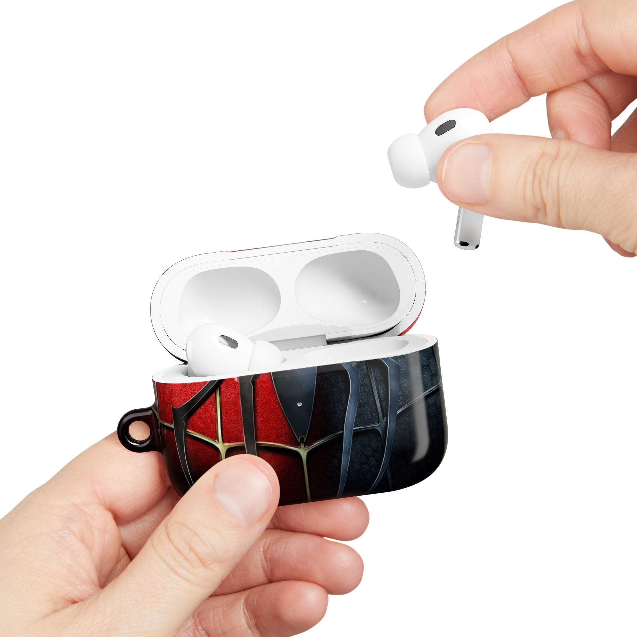 Spider Web AirPod Case – Red & Black Superhero Design Protective Cover
