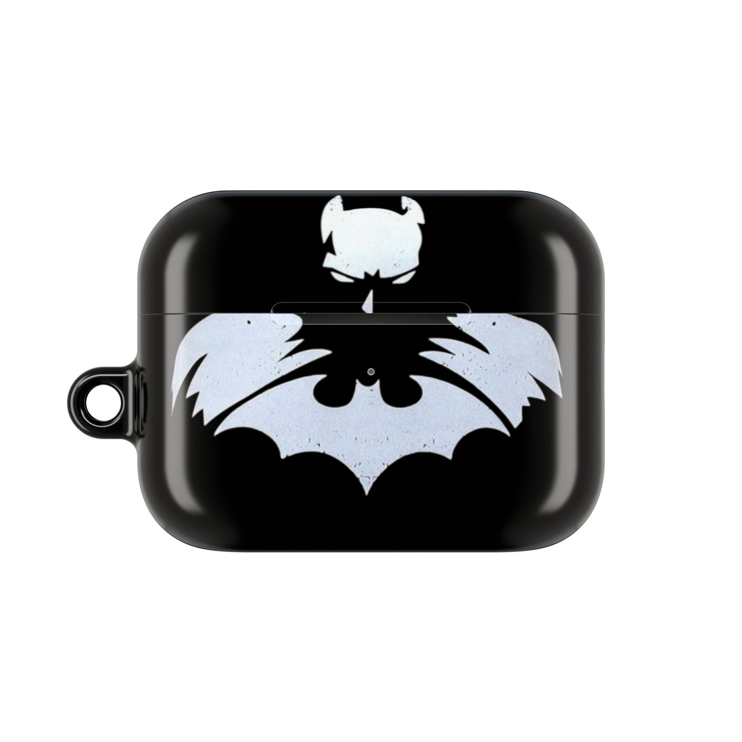 Bat Logo AirPod Hülle – Schwarzes schützendes Ladecase mit weißem Bat-Emblem
