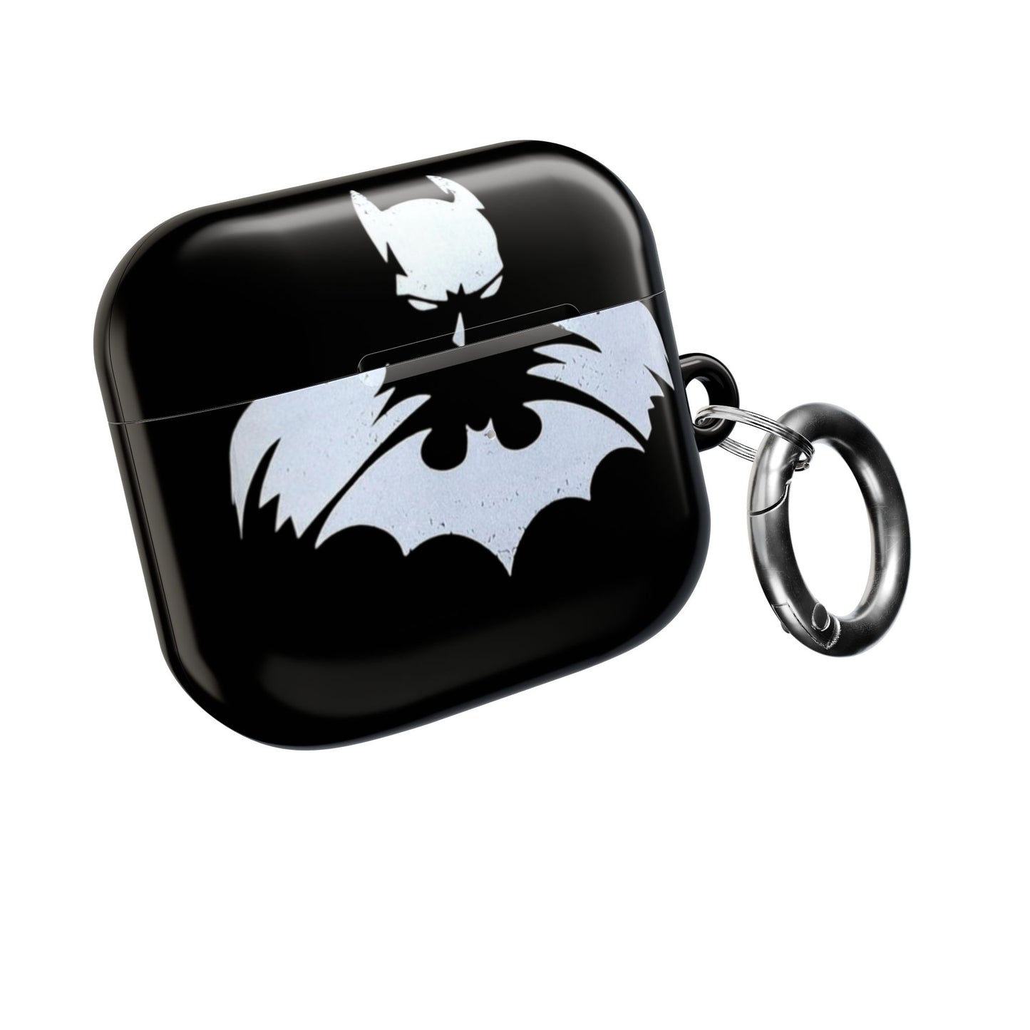 Bat Logo AirPod Hülle – Schwarzes schützendes Ladecase mit weißem Bat-Emblem